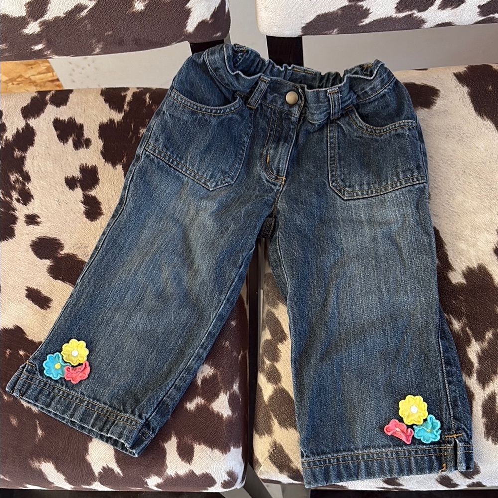 Size 6 Gymboree Blue Jeans with Floral Embroidery